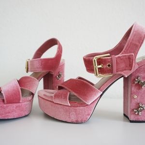 Pink Velvet Platform Heels | Poshmark